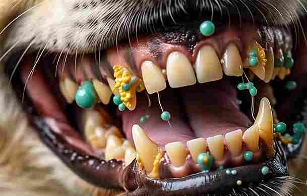 Illustration of bacteria in a dog’s mouth causing bad breath due to volatile sulfur compounds (VSCs)
Let me know if you'd like a matching image or caption as well
