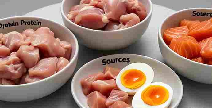 Dog Healthy Diet Plan:, Protein-rich foods like chicken, eggs, and salmon for a dogβs healthy diet