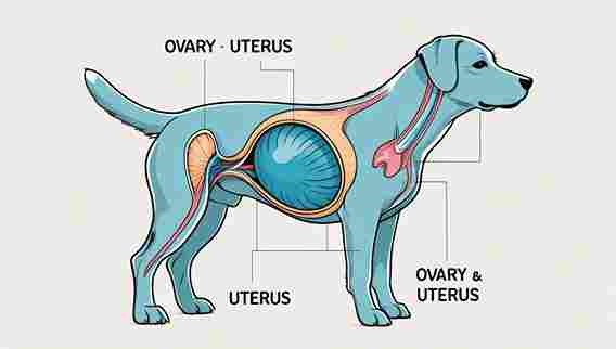 Diagram of a dog’s reproductive system showing spay procedure during heat.a Dog Be Spayed While in Heat