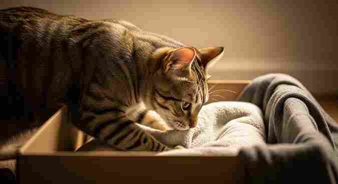 My Cat Is Pregnant and finding nest comfortably in a cozy spot at home.
