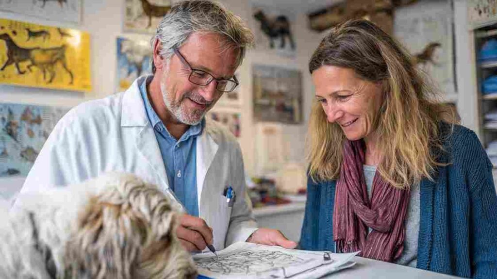 Vet explaining why a spayed dog cannot get pregnant